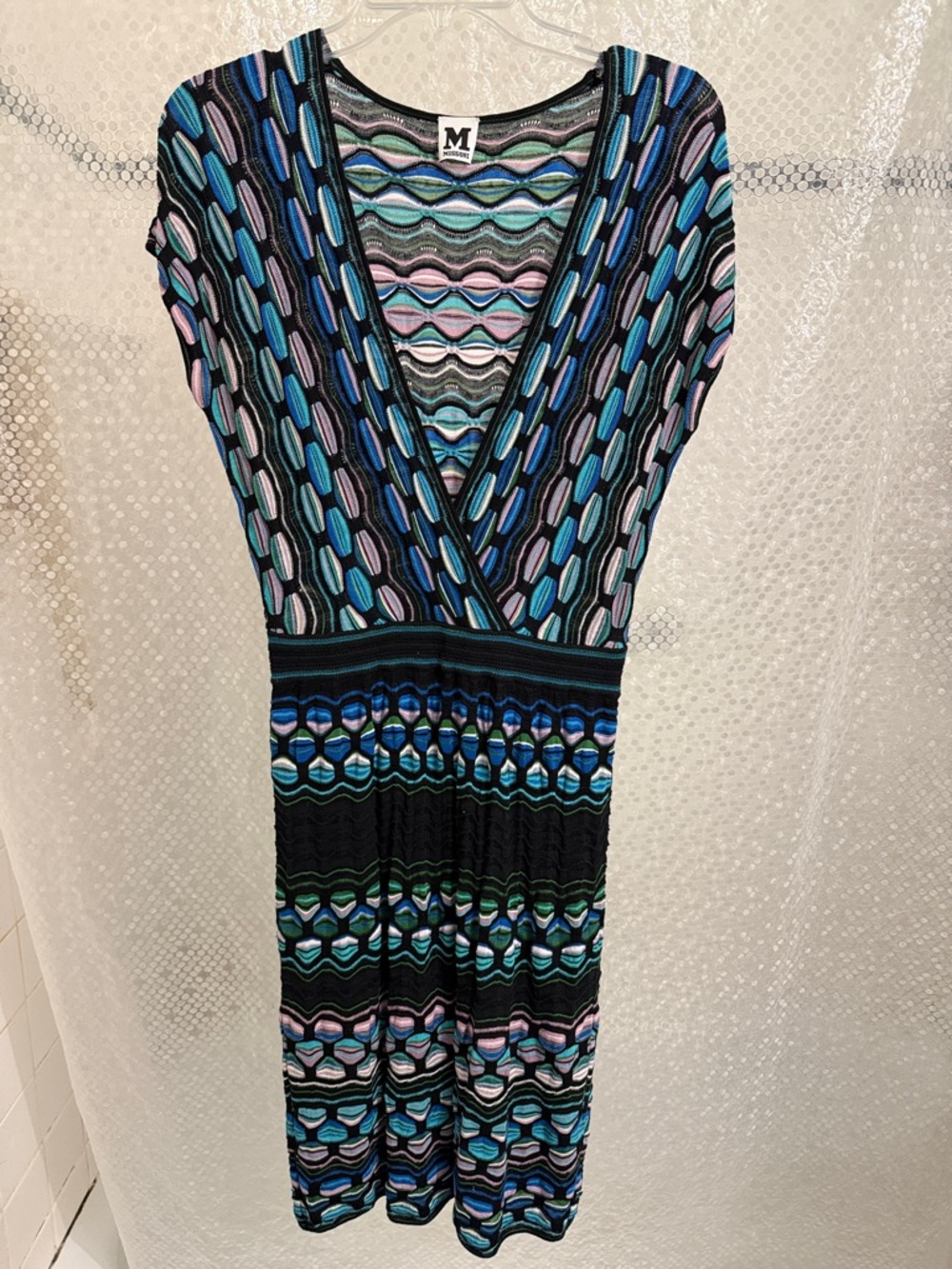 M by Missoni V-Neck Multicolor Knit Dress